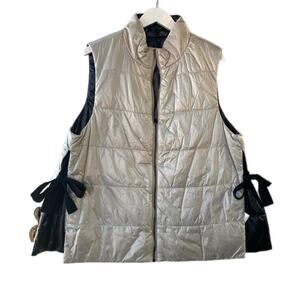 Renuar Reversible Bow Vest Large Puffer Champagne Black